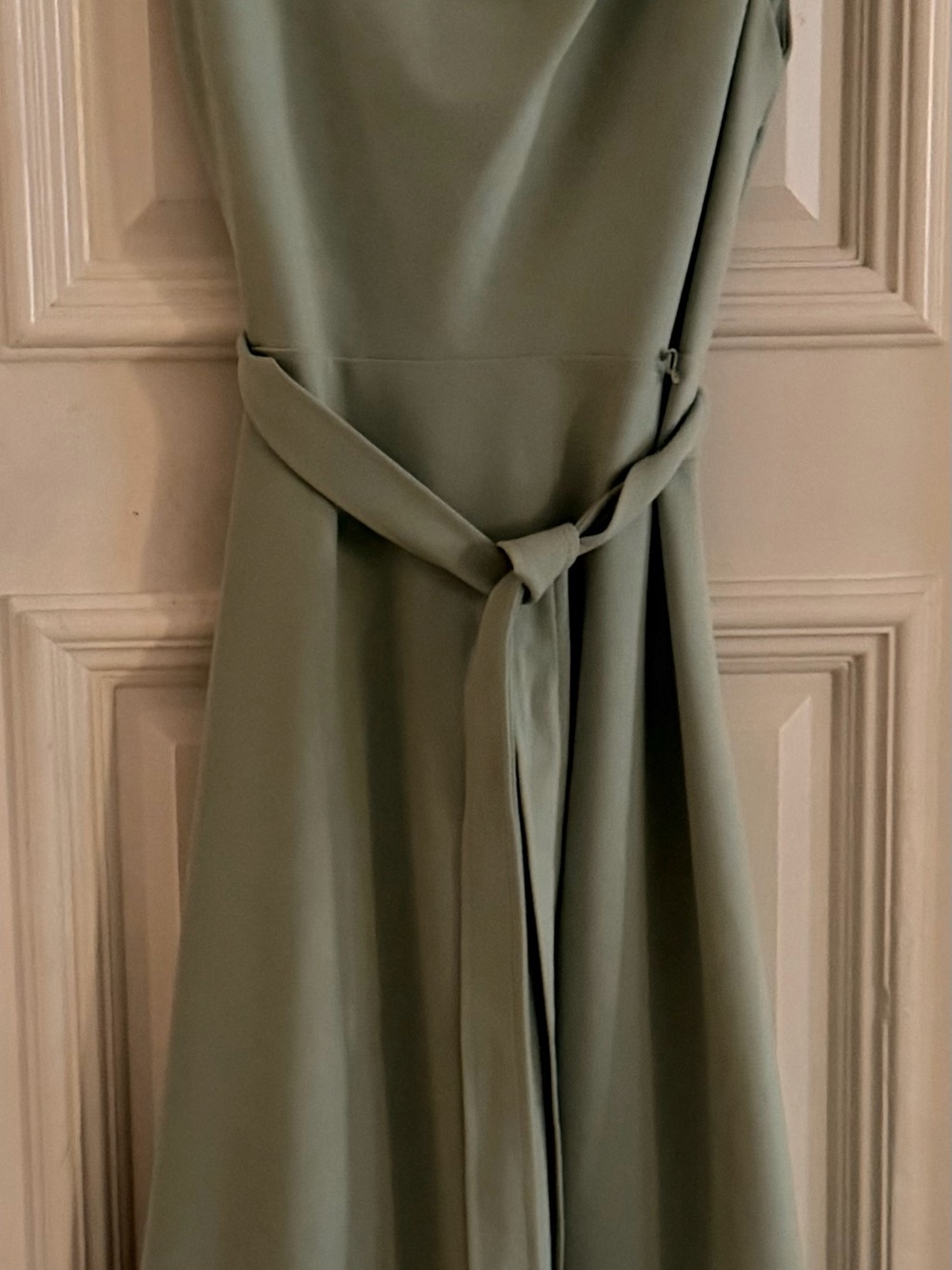 Calvin Klein Olive Green Midi Dress with Waist Tie